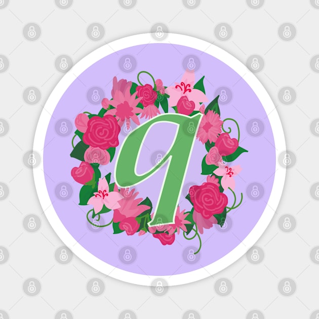 Monogram Q, Personalized Floral Initial Magnet by Bunniyababa